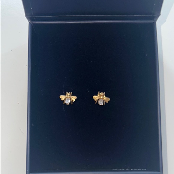 Gold Bee Stud Earrings - Picture 2 of 3